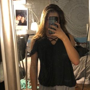 American Eagle grey cutout shirt